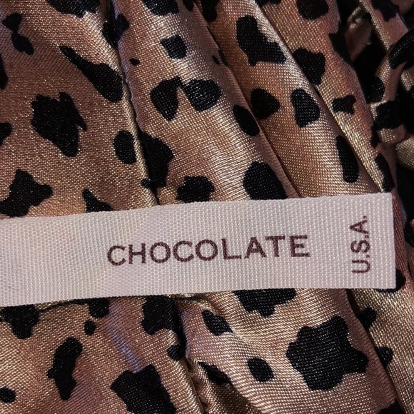 Chocolate Y2K Animal Print Spaghetti Crisscross Strap Cropped Satin Camisole Top - Picture 7 of 7